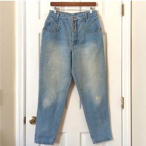 Gitano 90's Vintage Medium Wash High Rise Relaxed Fit Tapered Leg Mom Jeans 14